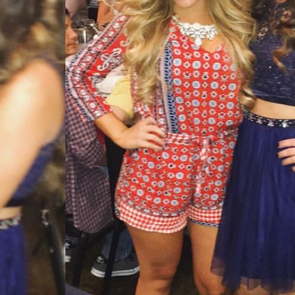 Multi colored romper- zip up back - Picture 2 of 2